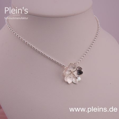 Silber Blüte Anhänger mit Kugelkette